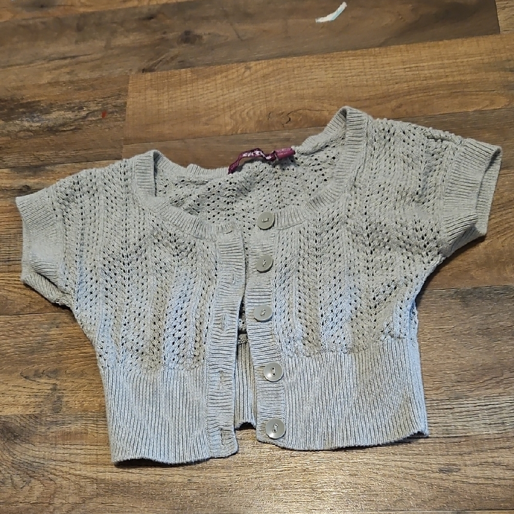Greenish Grey Cropped Dress Cover Up